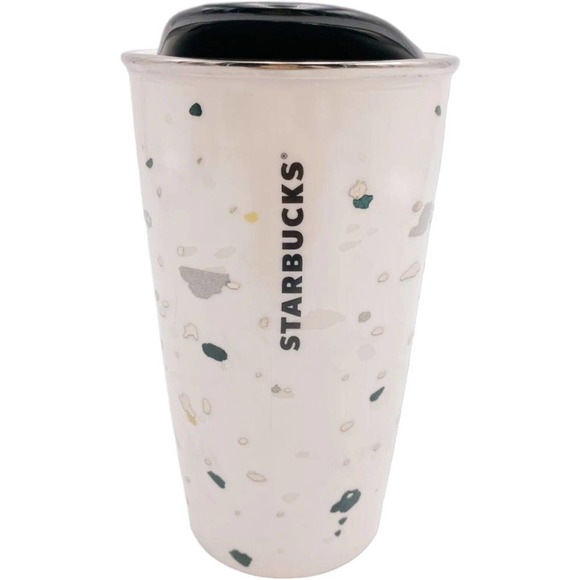 2014 Starbucks Dot Collection 12 oz Metallic Flecks Abstract Ceramic Tumbler Cup - Picture 2 of 6